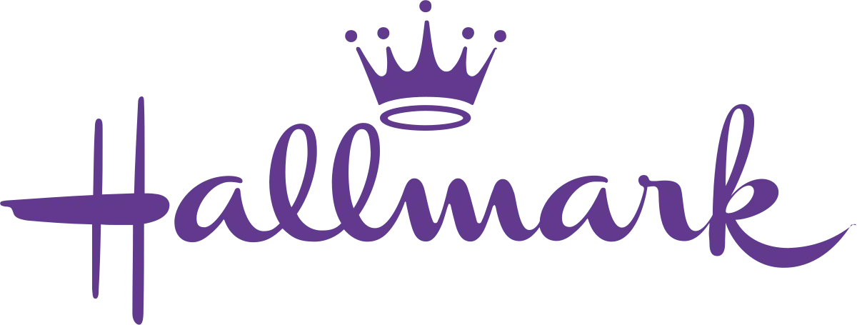 Purple Hallmark logo with a crown above the script-style letter "a" in "Hallmark" on a transparent background.